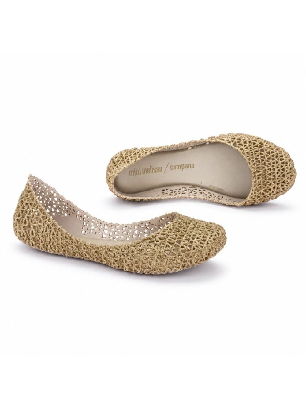 Mini Melissa Campana Gold Glitter Jelly Ballet Flats Girls Size 1 Youth Kids